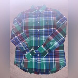 Polo Ralph Lauren boys' plaid cotton oxford long sleeve shirt M (10/12) NWT